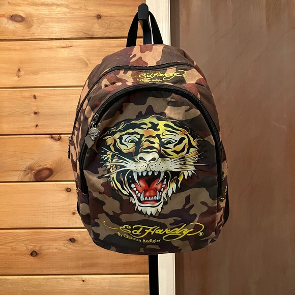 Ed Hardy Handbags - y2K Ed Hardy by Christian Audigier Tiger Camo Backpack